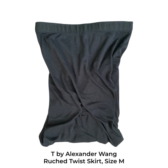 T by Alexander Wang Ruched Black Knit Pencil Skirt - Medium - Picture 2 of 4
